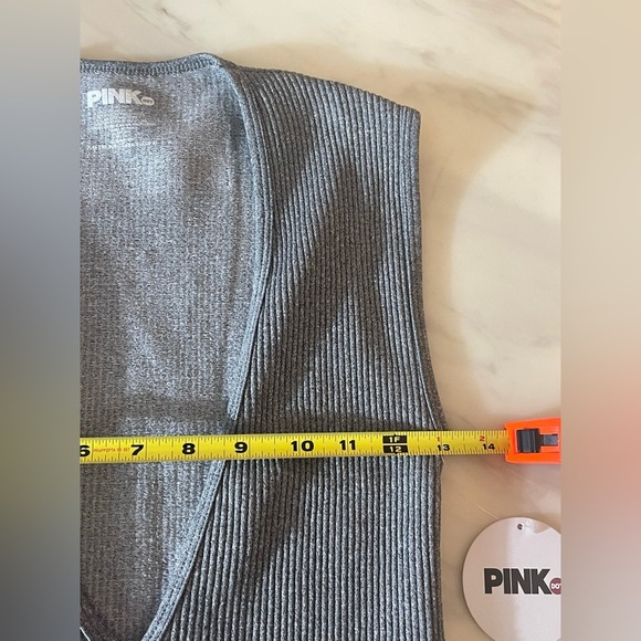 Pink Dot Ribbed Sleeveless Romper Gray V-Neck One Piece Lounge Bodysuit Size M - Picture 5 of 6